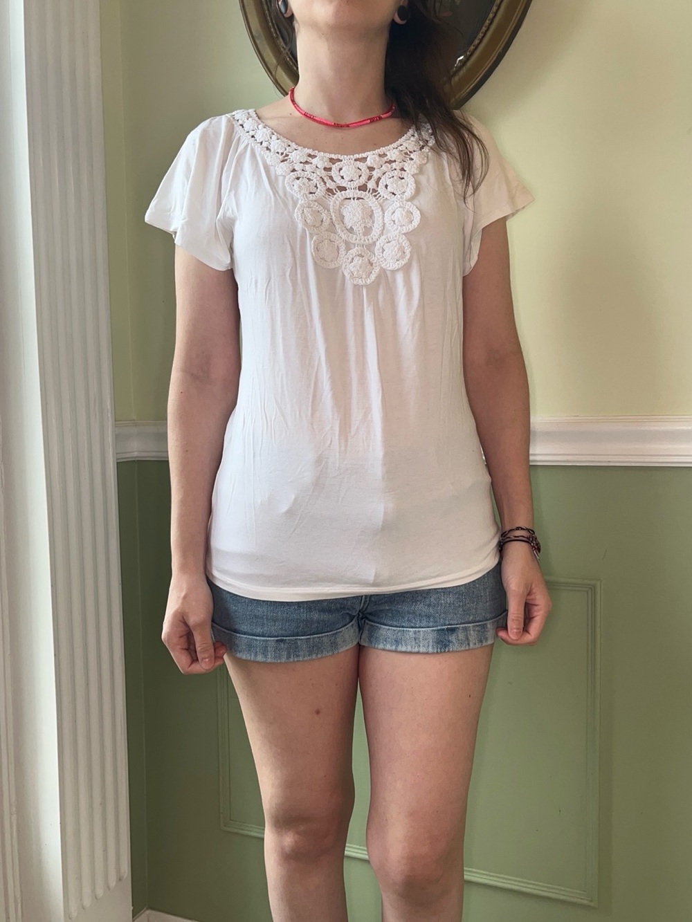 Dress Barn Y2K white crochet top